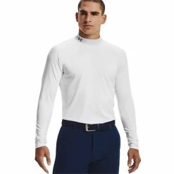 Under Armour Gents ColdGear® Infrared Long Sleeve Mock White (100) -Golf Clothing Shop P 1366269UAGENTSCGILONGSLEEVEMOCKWHITE100 7 L