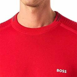 Boss Gents Ronard Organic-Cotton Logo Sweater Medium Red -Golf Clothing Shop P 50468130BOSSSWEATERMEDIUMREDGENTS 5 L