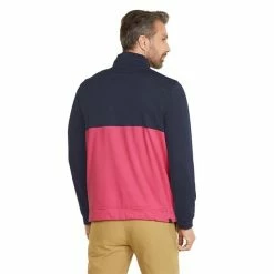 Puma Gents Gamer Colorblock ¼ Zip Navy Blazer - Sunset Pink -Golf Clothing Shop P 532985PUMATOPNAVYPINKGENTS 3 L