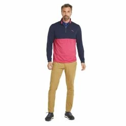 Puma Gents Gamer Colorblock ¼ Zip Navy Blazer - Sunset Pink -Golf Clothing Shop P 532985PUMATOPNAVYPINKGENTS 4 L
