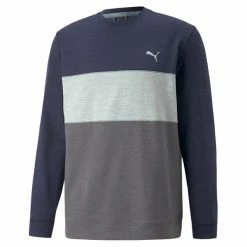 Puma Gents Cloudspun Colourblocked Crew Neck Sweatshirt Navy Blazer - Quiet Shade