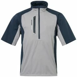 Golf Clothing Shop 8 ABACUS Gents Bounce Stretch Rainshirt Grey - Navy (630)