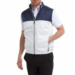 FootJoy Gents Lightweight Thermal Vest Navy- White -Golf Clothing Shop P 88432FJGENTSLWTHERMALVESTNAVYWHITE 2 L