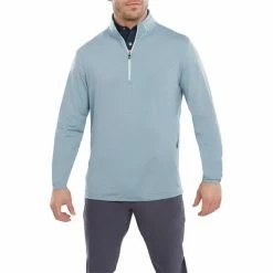 FootJoy Gents Pin Dot Chill-Out Midlayer Denim - Blue - Azure -Golf Clothing Shop P 88797FJGENTSPINDOTCHILLOUTMIDDENIMBLUEAZURE 2 L