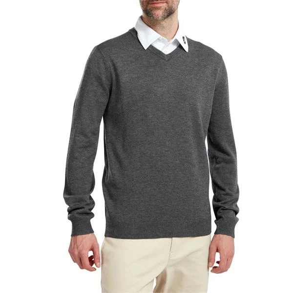 FootJoy Gents Wool Blend V-Neck Pullover Heather Charcoal 5 FootJoy Gents Wool Blend V-Neck Pullover Heather Charcoal - Image 3
