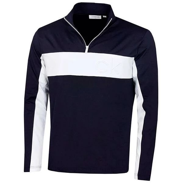 Calvin Klein Golf Gents Embossed ½ Zip Top Navy - White 3 Calvin Klein Golf Gents Embossed ½ Zip Top Navy - White
