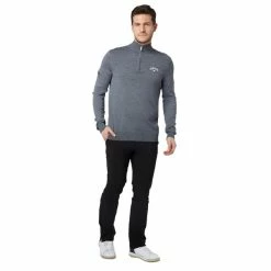 Callaway Gents ¼ Zip Blended Merino Sweater Steel Heather (038) -Golf Clothing Shop P CGGF80M1CALLAWAYSWEATERSTEELHEATHER038GENTS 3 L