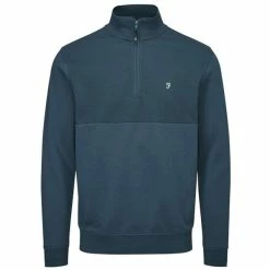 Farah Gents Conley ¼ Zip Top Teal