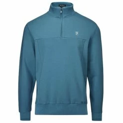 Farah Gents Tisdale ¼ Zip Top Teal Hue