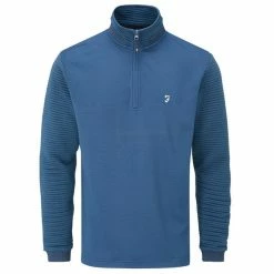 Farah Gents Warren ¼ Zip Top Teal