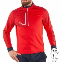 Galvin Green Gents Daxton ½ Zip Insula Top Red - Navy - White -Golf Clothing Shop P G1242GGGENTSDAXTONHALFZIPINSULATOPREDNAVYWHITE 2 L