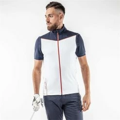 Galvin Green Gents Davon Insula Vest White - Navy - Orange (15) -Golf Clothing Shop P G1244GALVINGREENVESTWHITENAVYORANGEGENTS 2 L