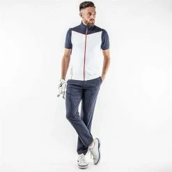 Galvin Green Gents Davon Insula Vest White - Navy - Orange (15) -Golf Clothing Shop P G1244GALVINGREENVESTWHITENAVYORANGEGENTS 4 L