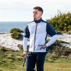 Galvin Green Gents Livingston Short Sleeve Jacket White - Navy - Orange (13) -Golf Clothing Shop P G1320GALVINGREENJACKETWHITENAVYORANGE13GENTS 2 L