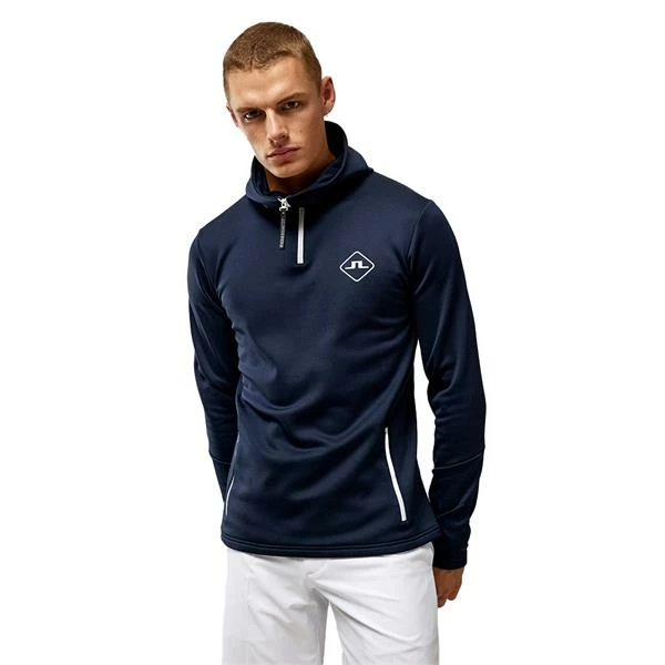 J.Lindeberg Gents Aerial Quater Hoodie Navy - White (0000) 4 J.Lindeberg Gents Aerial Quater Hoodie Navy - White (0000) - Image 2