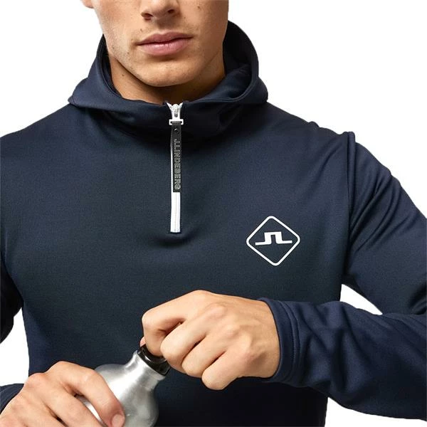 J.Lindeberg Gents Aerial Quater Hoodie Navy - White (0000) 7 J.Lindeberg Gents Aerial Quater Hoodie Navy - White (0000) - Image 5