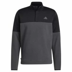 ADIDAS Gents DWR Colorblock ¼ Zip Sweatshirt Grey Six