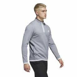 ADIDAS Gents Microdot ¼ Zip Pullover White - Grey Three -Golf Clothing Shop P IA4763ADIDASPULLOVERWHITEGREYTHREEGENTS 3 L