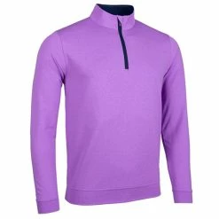Glenmuir Gents Wick Zip Neck Lightweight Performance Midlayer Amethyst - Marl Navy