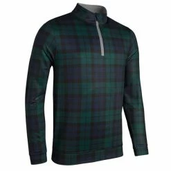 Glenmuir Gents Wick Zip Neck Lightweight Performance Midlayer Tartan - Light Grey