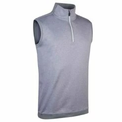 Glenmuir Gents Charles Zip Neck Sleeveless Midlayer Light Grey Marl - White