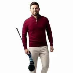 Glenmuir Gents Devon Zip Neck Sweater Bordeaux -Golf Clothing Shop P MKC7381GLENMUIRSWEATERBORDEAUXGENTS 2 L