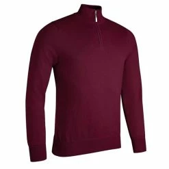 Glenmuir Gents Devon Zip Neck Sweater Bordeaux