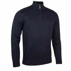 Glenmuir Gents Dalbeattie Zip Neck Touch Of Cashmere Sweater Black