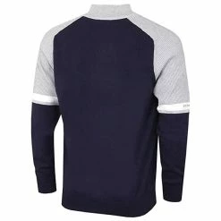 Glenmuir Gents Garnock Zip Neck Water Repellent Cashmere Sweater Navy - Light Grey Marl - White -Golf Clothing Shop P MKC7612GLENMUIRSWEATERNAVYGREYWHITEGENTS 1 L
