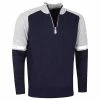 Glenmuir Gents Garnock Zip Neck Water Repellent Cashmere Sweater Navy - Light Grey Marl - White -Golf Clothing Shop P MKC7612GLENMUIRSWEATERNAVYGREYWHITEGENTS L