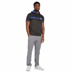 Original Penguin Gents Mixed Fleece Hoodie Vest Dark Caviar Heather (011) -Golf Clothing Shop P OGKSD057ORIGINALPENGUINHOODIEVEST011CAVIARGENTS 2 L