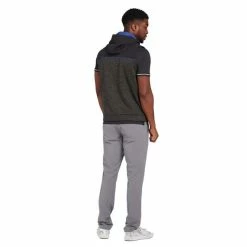 Original Penguin Gents Mixed Fleece Hoodie Vest Dark Caviar Heather (011) -Golf Clothing Shop P OGKSD057ORIGINALPENGUINHOODIEVEST011CAVIARGENTS 4 L