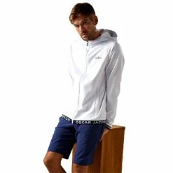 Oscar Jacobson Gents Travis Full Zip Hoodie White - Navy -Golf Clothing Shop P OJTOP0044OSCARJACOBSONHOODIEWHITENAVYGENTS 2 L
