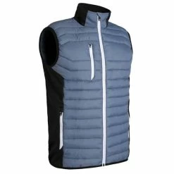 Sunderland Gents Anton Zip Front Padded Stretch Panel Performance Gilet Storm Grey - Black - White
