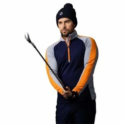 Sunderland Gents Aspen Zip Neck Raglan Panelled Showerproof Midlayer Navy - Silver - Lava -Golf Clothing Shop P SUNMM39SUNDERLANDMIDLAYERNAVYSILVERLAVAGENTS 2 L