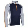 Sunderland Gents Aspen Zip Neck Raglan Panelled Showerproof Midlayer Navy - Silver - Lava -Golf Clothing Shop P SUNMM39SUNDERLANDMIDLAYERNAVYSILVERLAVAGENTS L