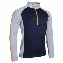 Sunderland Gents Aspen Zip Neck Raglan Panelled Showerproof Midlayer Navy - Silver - Lava