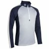 Sunderland Gents Aspen Zip Neck Raglan Panelled Showerproof Midlayer Silver - Navy - White -Golf Clothing Shop P SUNMM39SUNDERLANDMIDLAYERSILVERNAVYWHITEGENTS L