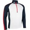 Sunderland Gents Aspen Zip Neck Raglan Panelled Showerproof Midlayer White - Navy - Red -Golf Clothing Shop P SUNMM39SUNGENTSASPENZIPMIDLAYERTOPWHTNAVYRED L