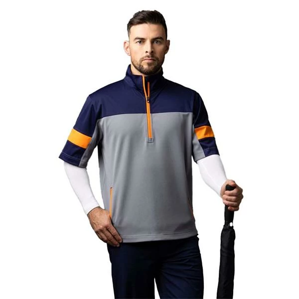 Sunderland Gents Cortina Zip Neck Colour Block ½ Sleeve WindShirt Silver Marl - Navy - Lava 4 Sunderland Gents Cortina Zip Neck Colour Block ½ Sleeve WindShirt Silver Marl - Navy - Lava - Image 2