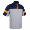 Sunderland Gents Cortina Zip Neck Colour Block ½ Sleeve WindShirt Silver Marl - Navy - Lava -Golf Clothing Shop P SUNMW85SUNDERLANDWINDSHIRTSILVERMARLNAVYLAVAGENT L