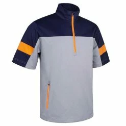 Sunderland Gents Cortina Zip Neck Colour Block ½ Sleeve WindShirt Silver Marl - Navy - Lava
