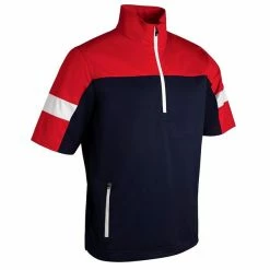Sunderland Gents Cortina Zip Neck Colour Block ½ Sleeve WindShirt Navy - Red - White