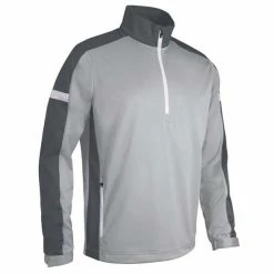 Sunderland Gents Nevada Zip Neck Contrast Panelled Showerproof Windshirt Silver - Gunmetal - White